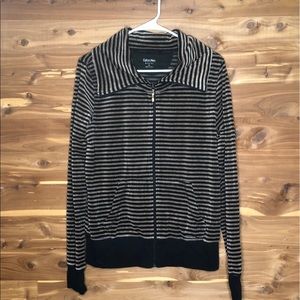 Calvin Klein Suede Stripped Athletic Jacket